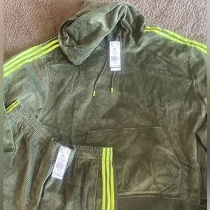Adidas Ivy Park Men's XL green corduroy hoodie.
